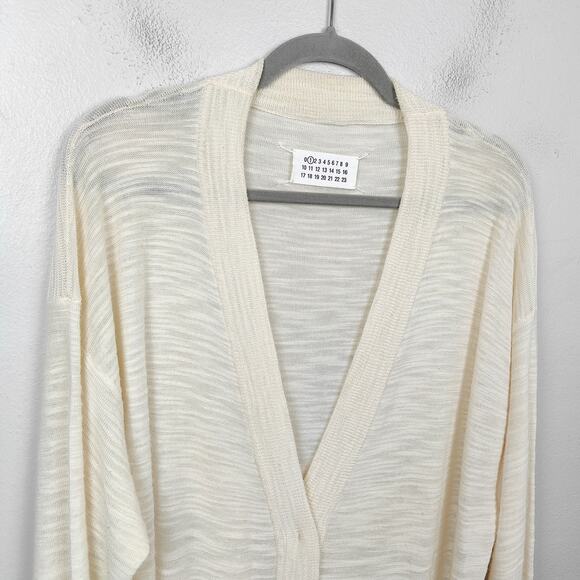 Maison Martin Margiela Cardigan Sweater Womens XS Cream Burnout Avant Garde - Picture 2 of 11